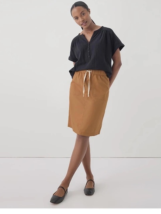Pact Dresses & Skirts - Pact Organic Cotton Daily Twill Skirt Camel NEW LARGE